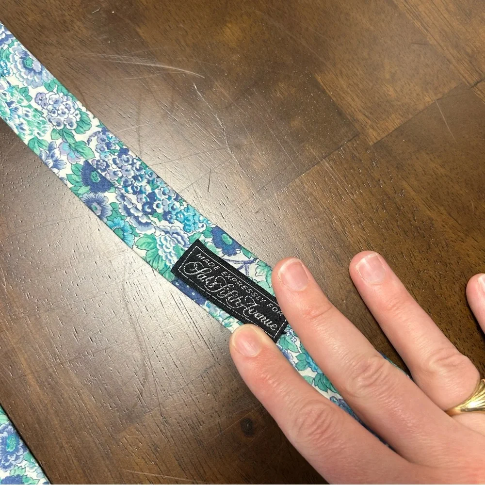 Liberty of London 100% Cotton Elysian Print Turquoise Blue Green Floral Neck Tie